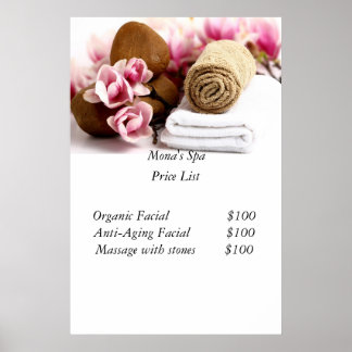 Spa prijslijst poster