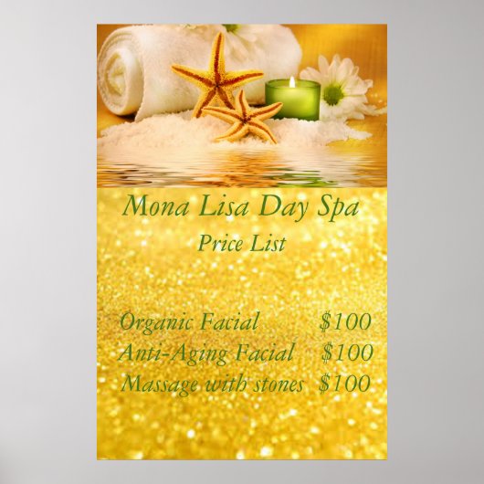 Spa prijslijst poster (Voorkant)