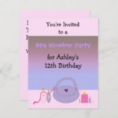 Spa rose et violet Invitation de fête d'anniversai (Devant / Derrière)