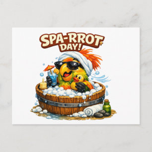 Spa-rrrot Day Funny Parrot Spa Relax Design Briefkaart