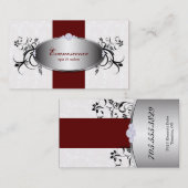 Spa Salon Red Swirls Floral Elegant Visitekaartje (Voorkant / Achterkant)