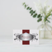 Spa Salon Red Swirls Floral Elegant Visitekaartje (Staand voorkant)