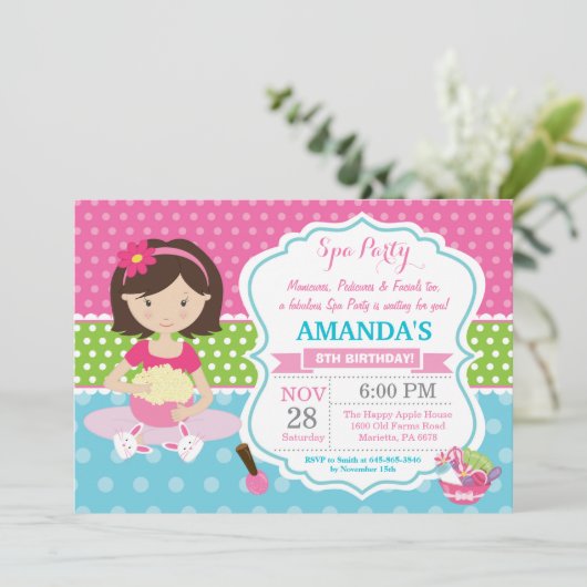 Spa Sleepover Anniversaire Fête Invitation (Debout devant)