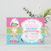 Spa Sleepover Anniversaire Fête Invitation (Debout devant)