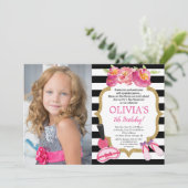 Spa Sleepover Birthday party florale foto Kaart (Staand voorkant)