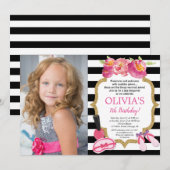 Spa Sleepover Birthday party florale foto Kaart (Voorkant / Achterkant)