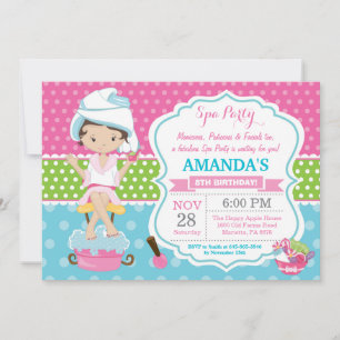 Spa Sleepover Birthday Party Invitation Kaart