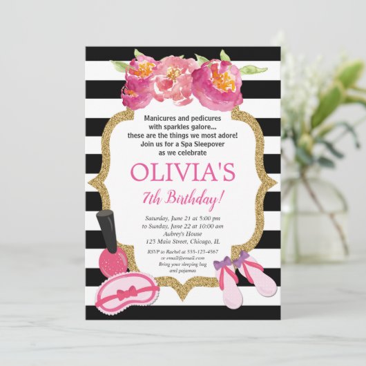 Spa Sleepover Birthday party Kaart (Staand voorkant)