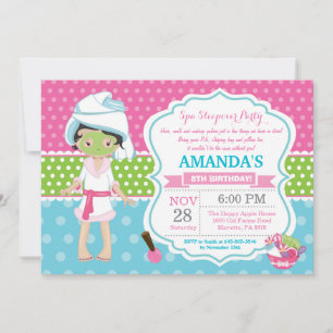 Spa Sleepover Slumber Birthday Party Invitation Kaart