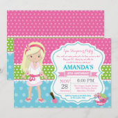 Spa Sleepover Stwood Anniversaire Fête Invitation (Devant / Derrière)