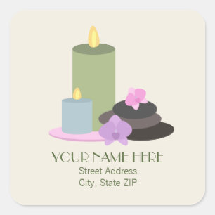 Spa Stones, kaarsen, Orchids Adres Label Sticker