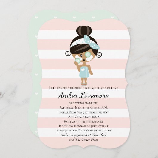 Spa Thème de douche nuptiale Invitations Peau fonc (Devant / Derrière)