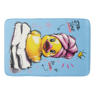 Spa Tijd Knuffel Rubber Eend met Handdoek Tulband Badmat