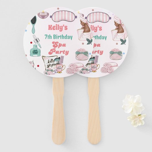 Spa Verjaardag Pamper Party Verjaardag Handwaaier (Voorkant en achterkant)