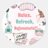 Spa Verjaardag Pamper Party Verjaardag Ronde Sticker (Voorkant)