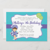 Spa violet Invitation d'anniversaire, brune (Devant)