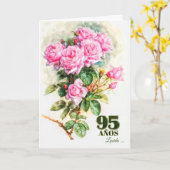 Spaans 95th Birthday  Roos Tuinnaam Kaart (Gele Bloem)