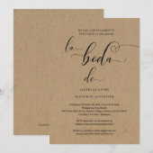 Spaans Alle in één bruiloft Noite RSVP & Registry Kaart (Voorkant / Achterkant)