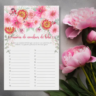 Spaans Baby Naam Race Roze Baby shower Spel