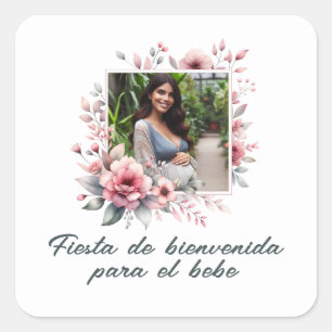 Spaans Baby shower Fiesta de Bienvenida Al Bebé Vierkante Sticker