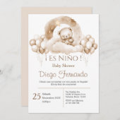 Spaans Baby shower Jongensuitnodiging Kaart (Voorkant / Achterkant)