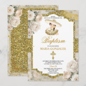 Spaans Bautizo Fiesta Schattige Meisje Dopen Kaart (Voorkant / Achterkant)