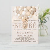 Spaans Beer Ballonnen Bruin Baby shower Kaart (Staand voorkant)