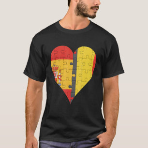 Spaans Belgisch Vlag Hart T-shirt