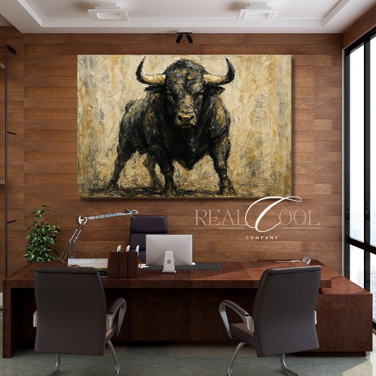 Spaans Black Bull Acryl Waterverf Canvas Afdruk
