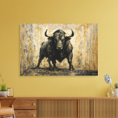 Spaans Black Bull Acryl Waterverf Canvas Afdruk (Insitu (Woonkamer))