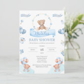 Spaans Blauw Beer Baby shower Uitnodiging (Staand voorkant)