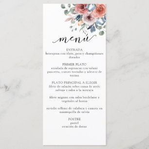 Spaans Blauw, Blush Blissful Floral Elegant Menu