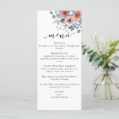 Spaans Blauw, Blush Blissful Floral Elegant Menu (Staand voorkant)