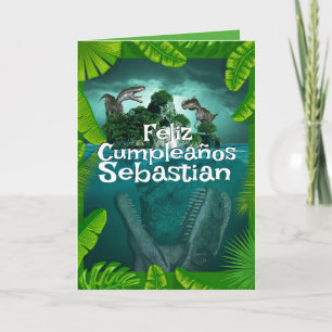 Spaans Blauw Dinosaurus Oerwoud voor Jongens Verja Kaart