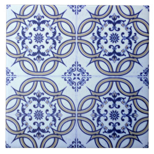 Spaans - Blauw - Witte keramische foto Tile Tegeltje