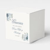 Spaans Bloemen Blauw Bruiloft Bedankdoosjes (Voorkant Zijde)