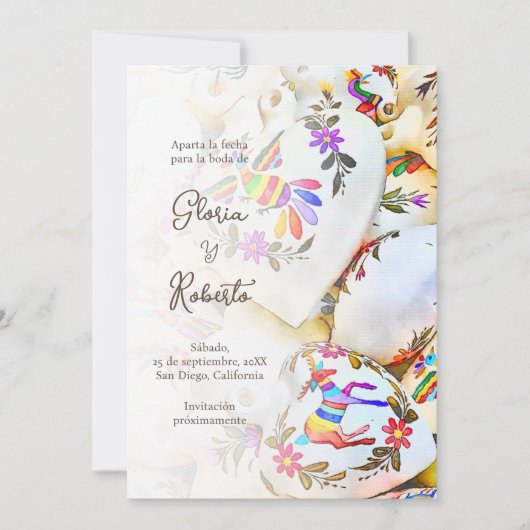 Spaans, Bloemen Kleurrijke Harten Mexicaanse bruil Kaart (Voorkant)