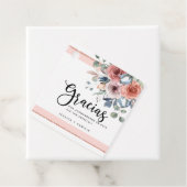 Spaans, Blush Pink, Roos Gold, Blue Floral Bedankjes Labels (In situ)