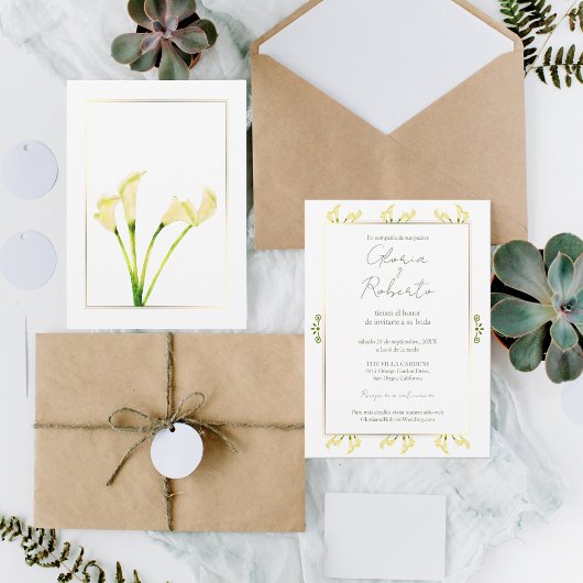 Spaans, Boda Alcatraces Oro minimalistische bruilo Kaart