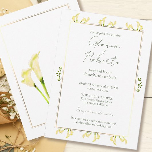 Spaans, Boda Alcatraces Oro minimalistische bruilo Kaart