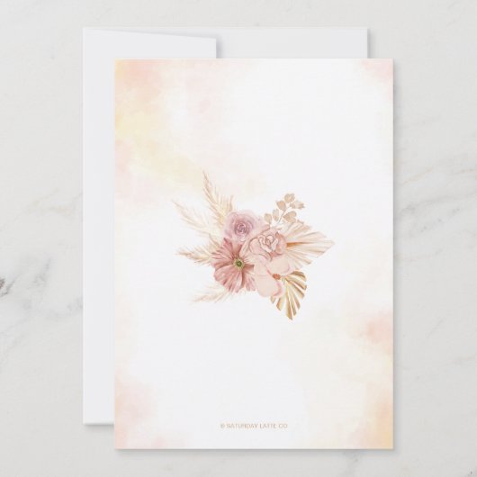 Spaans Boho Baby shower Nodig Pampas Grass Theme u (Achterkant)