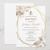 Spaans Boho Doop Bloemen Uitnodiging (Voorkant / Achterkant)
