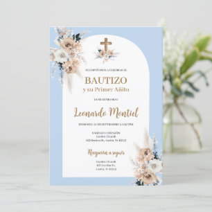 Spaans Boho Doop Bloemen Uitnodiging