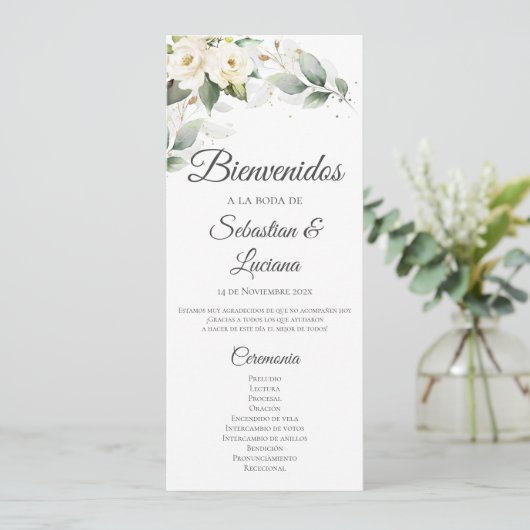 Spaans Boho huwelijksprogramma Programma (Staand voorkant)