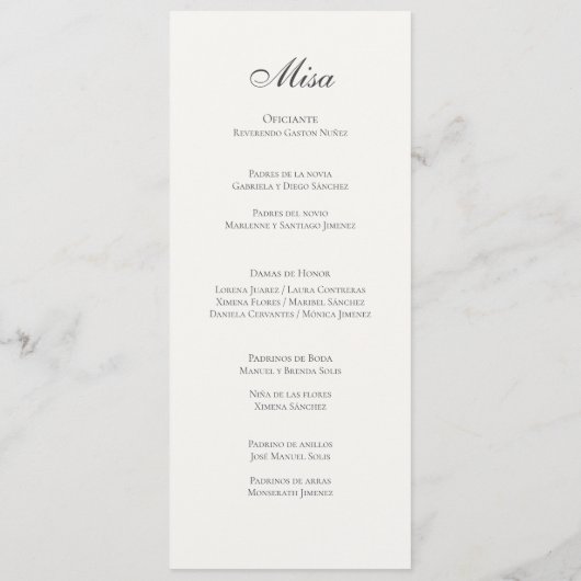 Spaans Boho huwelijksprogramma Programma (Achterkant)