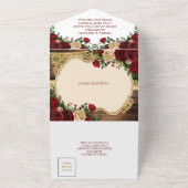 Spaans Bourgogne Bloemen Rustiek Hout Mis Quince All In One Uitnodiging (Buitenkant)