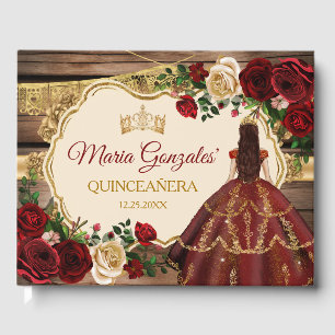 Spaans Bourgogne Bloemen Rustiek Hout Mis Quince Gastenboek