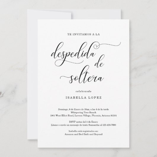 Spaans Bridal Shower Invitation Kaart (Voorkant)