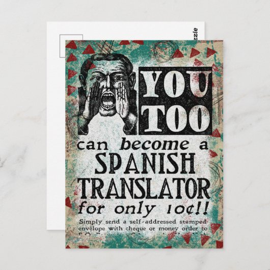 Spaans Briefkaart vertaler - Funny  Retro (Voorkant / Achterkant)