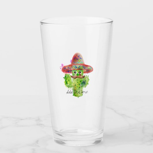 Spaans Cactus Mustache Pet Fiesta Text Artisan Glas (Voorkant)